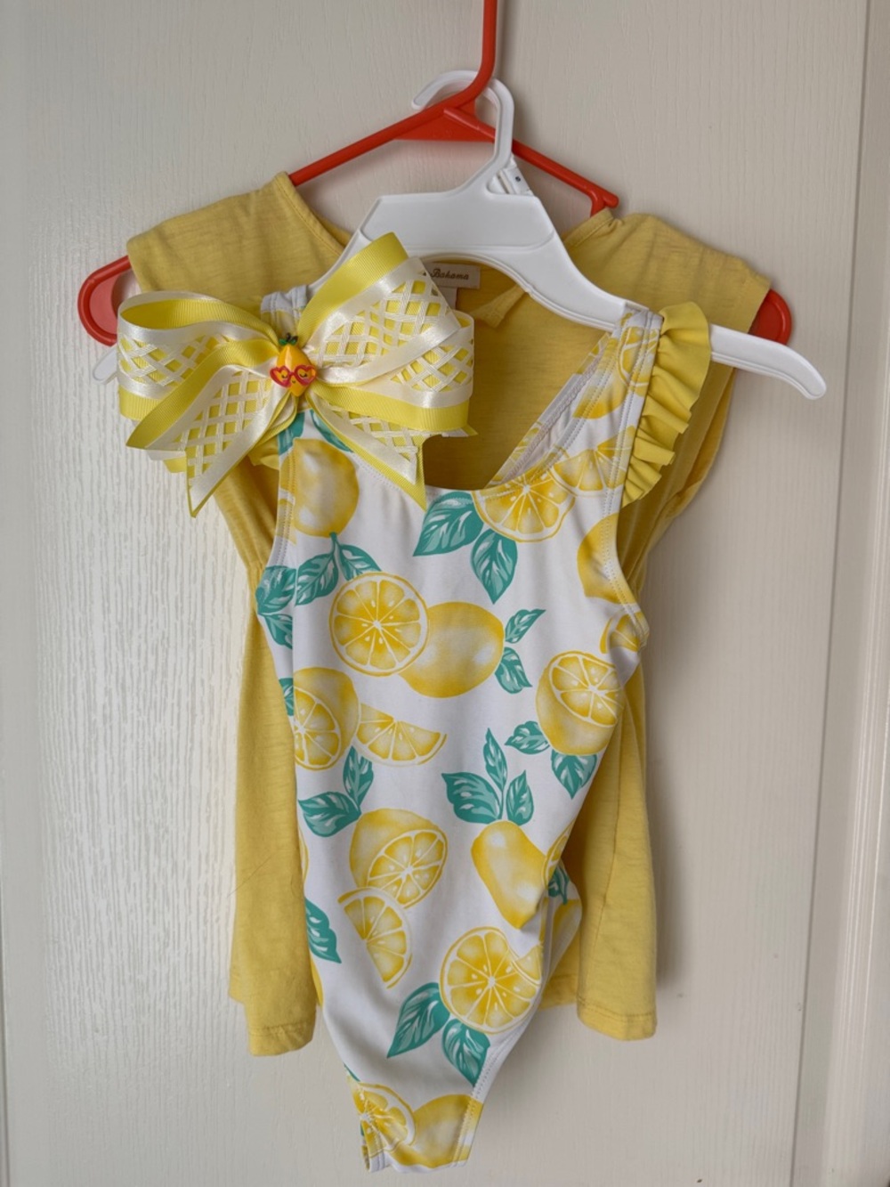 Tommy Bahama Yellow Lemon Print Ruffle One-Piece with Tee